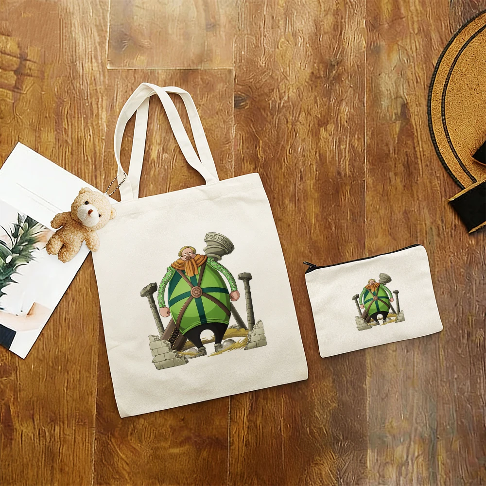 Фото Набор из 3-х сумок One Piece: холщовая сумка-тоут с принтом, сумка через плечо и мини-кошелек для монет, дизайн «Пираты Рыжеволосого Шанка» №1