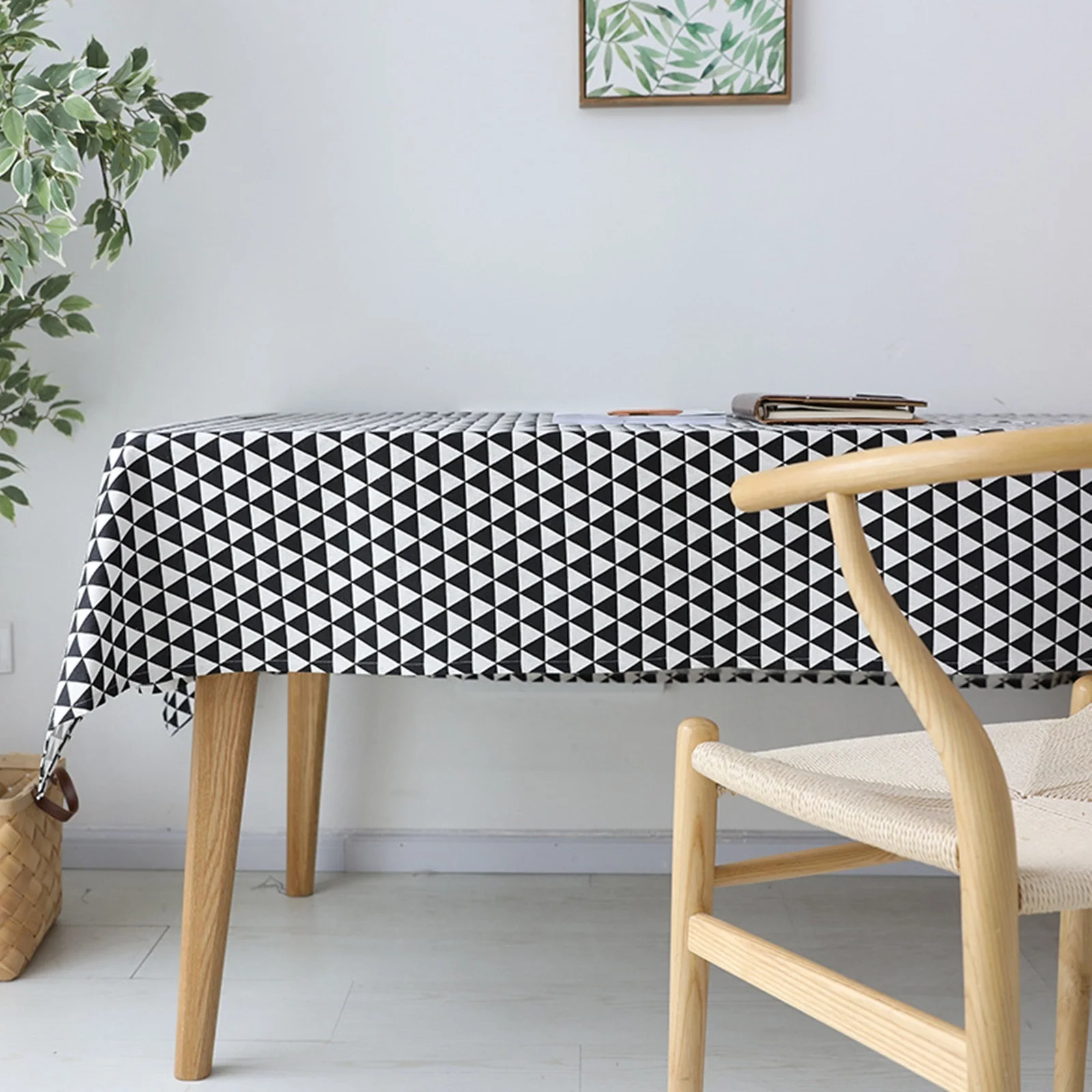 

Cotton Tablecloths, Waterproof Table Covers Black Triangle Black White Dining Table Coffee Table Deco