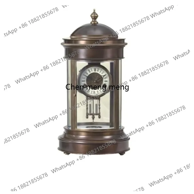 Фото Настольные часы Pavilion Antique French с цветочным декором из латуни и тайской синей эмали, с ключевым механизмом, 15-дневный ход. №5