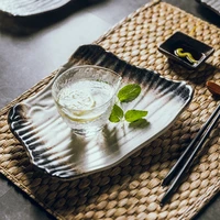 creative sushi ceramic japanese irregular plate black flat vegetable plate home snack plate dinner plates ceramic charger plate