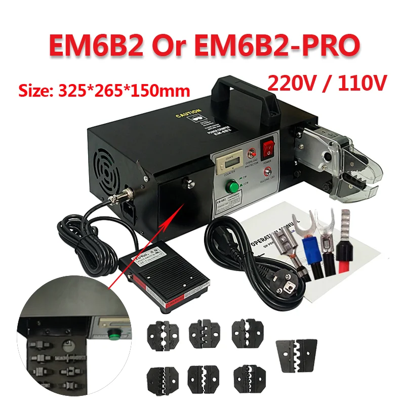 

EM6B2 Or EM6B2-PRO Electrical Type Terminal Crimping Machine Tools Crimp Variety Of Terminals Equipped 7 Crimping Dies 220V 110V