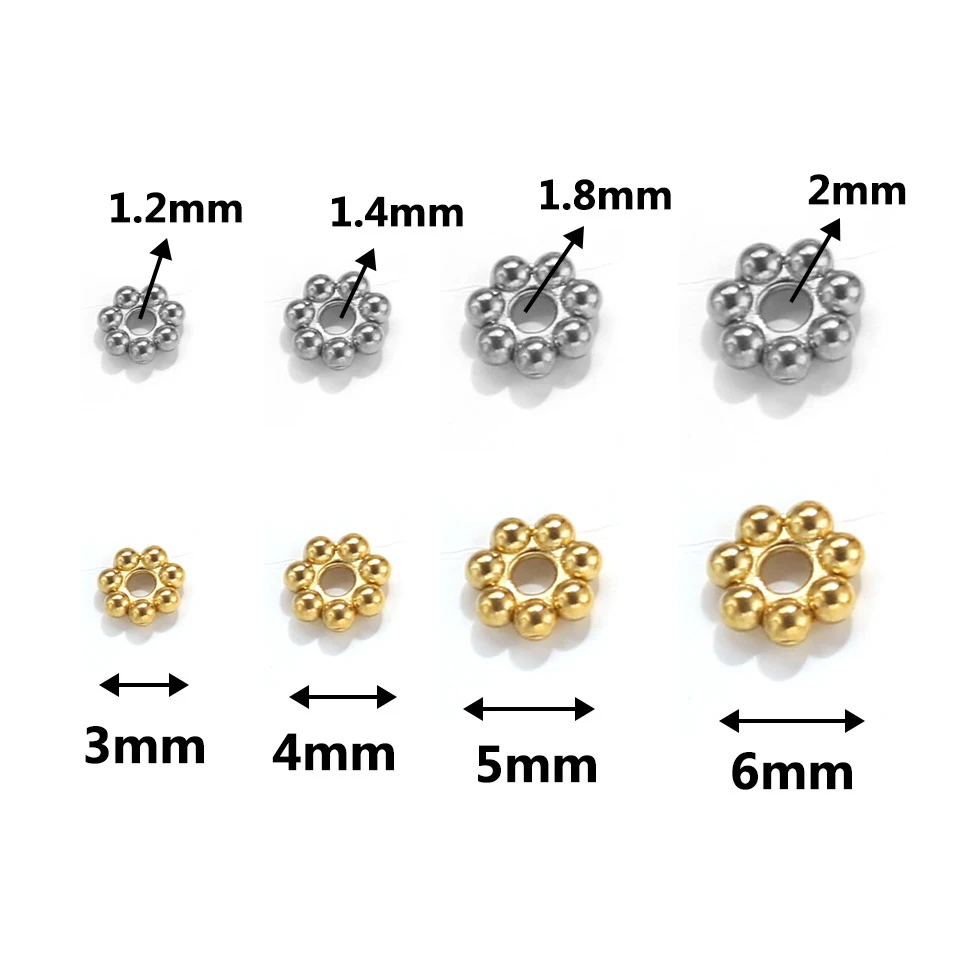 

10pcs Stainless Steel Gold Daisy Spacer Beads Mini Snowflake Spacer Charms For DIY Bracelet Necklace Jewelry Making Supplies