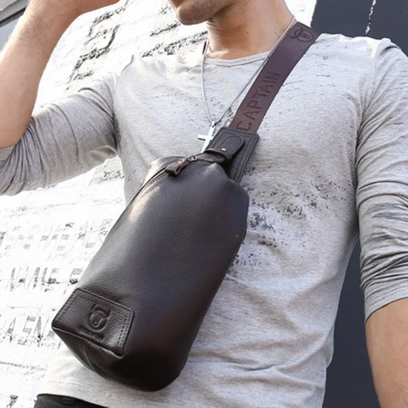 BULL CAPTAIN Fashion Men  Cross Body Chest Bag Genuine Leather famous brand Travel trend  Messenger Sling Pack Chest Bag
