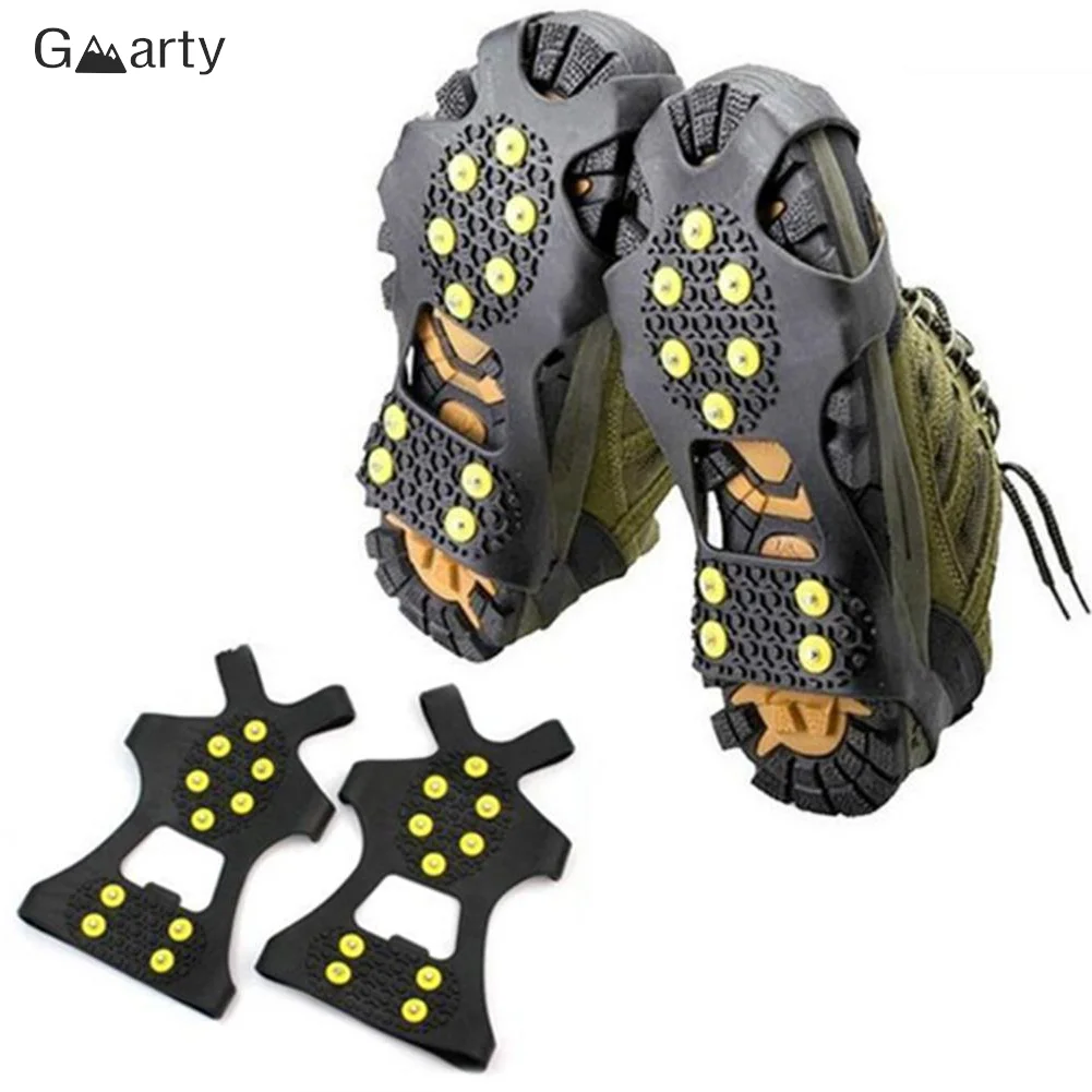 

1Pair 10 Studs Anti-Skid Snow Ice Gripper Climbing Shoe Spikes Shoes Crampon Grips Cleats Overshoes Crampons Spike S/M/L