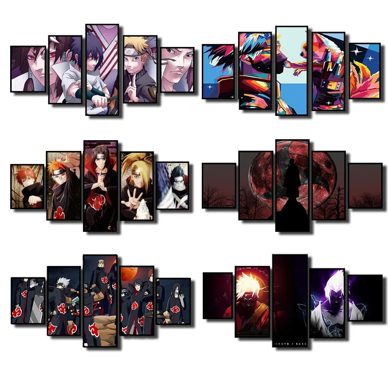 

5 шт. Bandai Аниме постер Наруто Саске Какаси Гаара холст живопись роспись Гостиная Детская спальня домашняя Настенная картина Декор