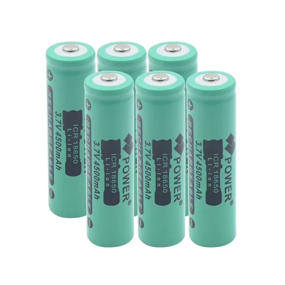 

NEW IN Pcs/lot High Energy ICR 18650 4500mAh 18650 Lithium Li-ion Battery 3.7v Power Bank Led Flashlight Torch Replacement Cells