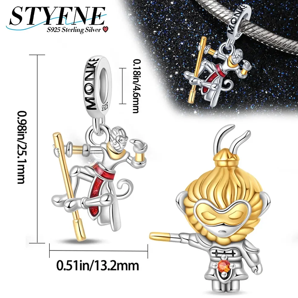 Стерлингового серебра 925 пробы Король обезьян бисер подходит для Pandora