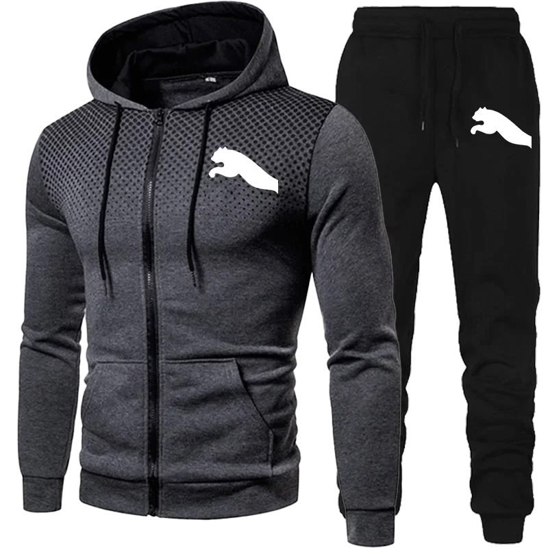 

Новинка, толстовки для мужчин, костюм с пятнистым свитшотом, осенняя мужская одежда, брюки, комплекты с капюшоном, Мужская зимняя одежда на молнии, мужские брюки