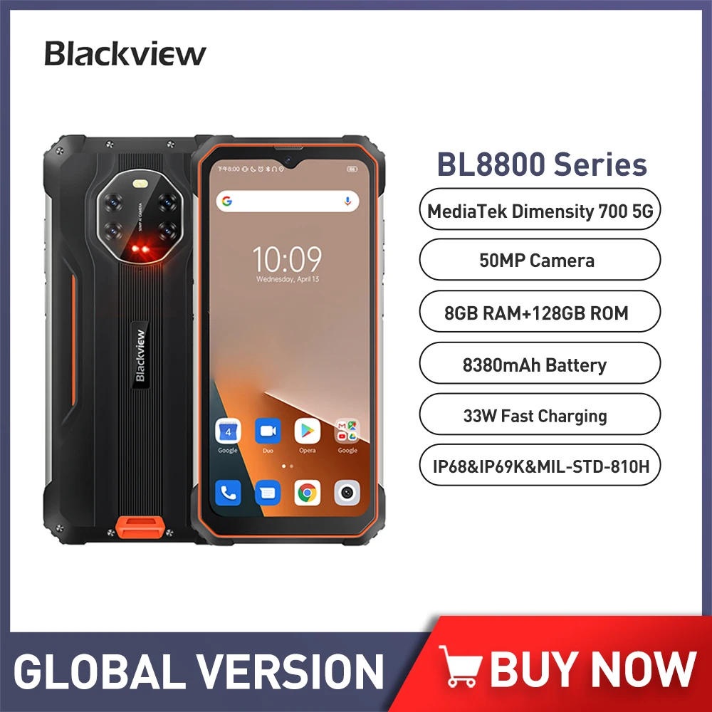 

Blackview BL8800 Night Vision & BL8800 Pro 5G Rugged Phone 6.58" 8GB+128GB Thermal Imaging Camera FLIR® Smartphone
