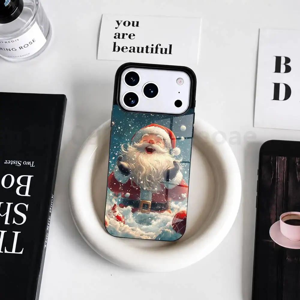 Фото Новогодний чехол для телефона с Дедом Морозом для iPhone 17 Air 16 15 14 13 12 11 Pro PROMax Plus Mini №3