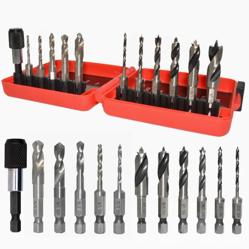 

12Pcs/Set HSS Stubby Drill Bit Set For Metal Woodworking Drills Quick Change Hex Shank Twist Drill Bits With Red Box