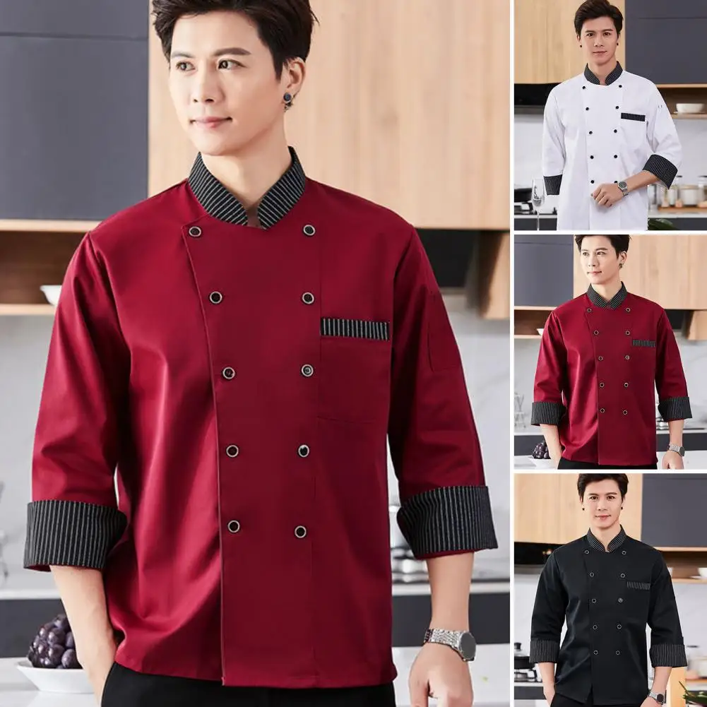 

Chef Top & Blouse Long Sleeves Easy to Wash Women Catering Bakery Plus Size Men Uniform for Fast Food Store