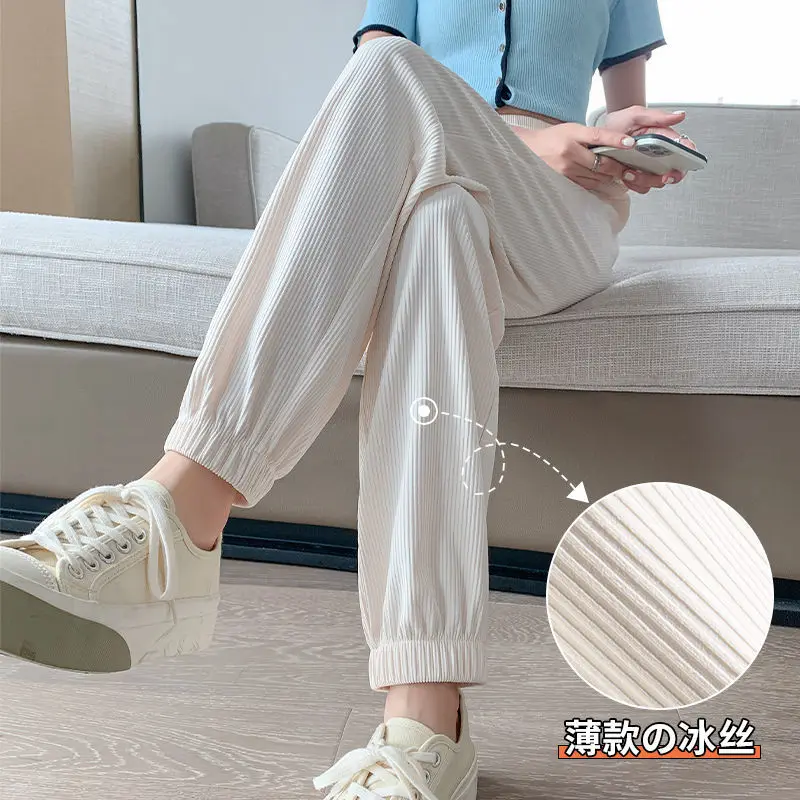 

2022 Spring Summer Casual Sweatpants Cotton Pants Women Elastic Waist Solid Loose Women's Harem Pants Trousers Bottoms