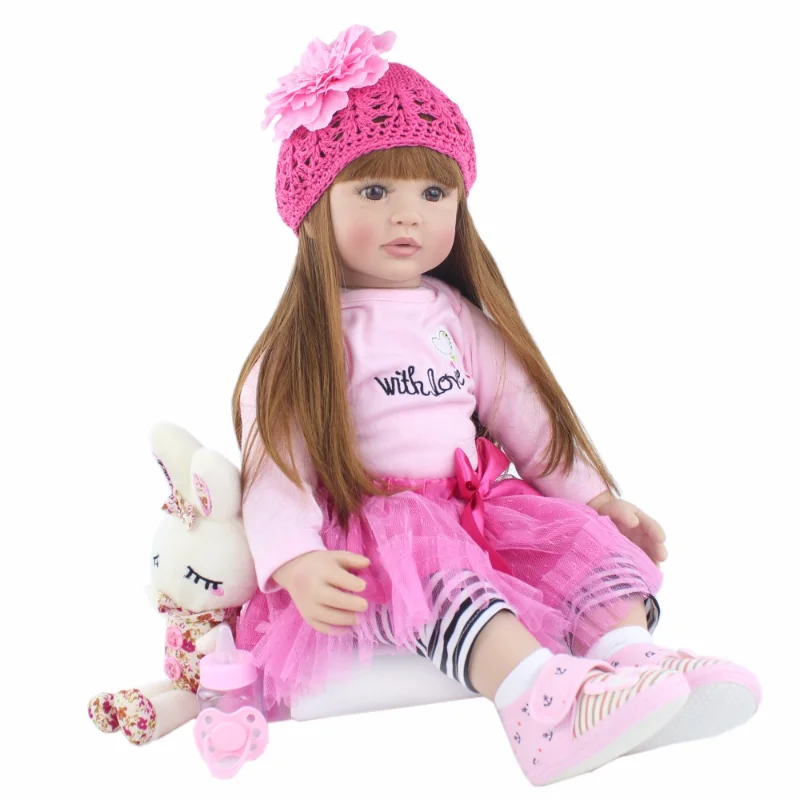 

55CM Silicone Reborn Baby Girl Doll Realistic Vinyl Toddler Child Birthday Gift Girl 60CM Reborn Dolls Babies Boneca Brinquedo