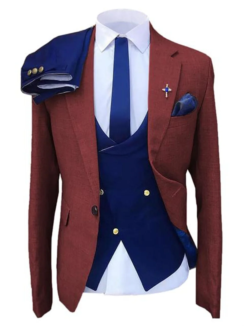 

Men's Suits Customized Slim 3-Piece Wedding Groomsmen Tuxedo (Coat + Vest + Trousers)