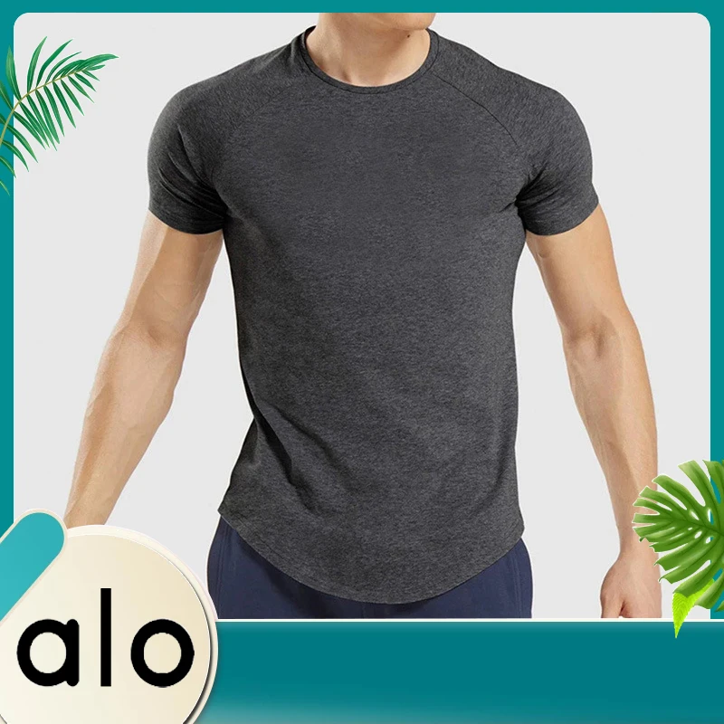 

Alo Yoga 2022 New Summer Men's Sportswear Short-sleeved Running Fitness Quick-drying Top Ice Silk Elastic T-shirt Yoga Clothes