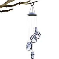 paw prints solar wind chime dog paw print color changing wind chimes garden outdoor decoration gifts for friends families party