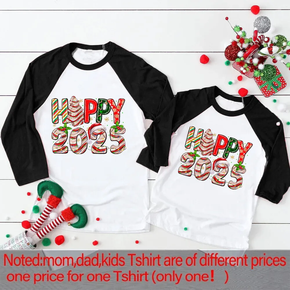 Hello 2025 Рождественские одинаковые рубашки для всей семьи рубашка взрослых и детей