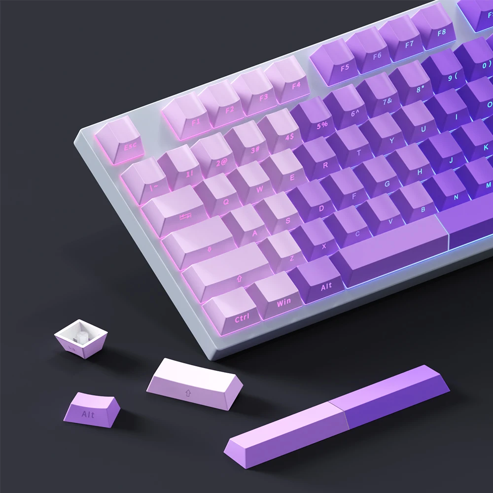 Градиентные колпачки для клавиш PBT 121 вишневого профиля боковая гравировка