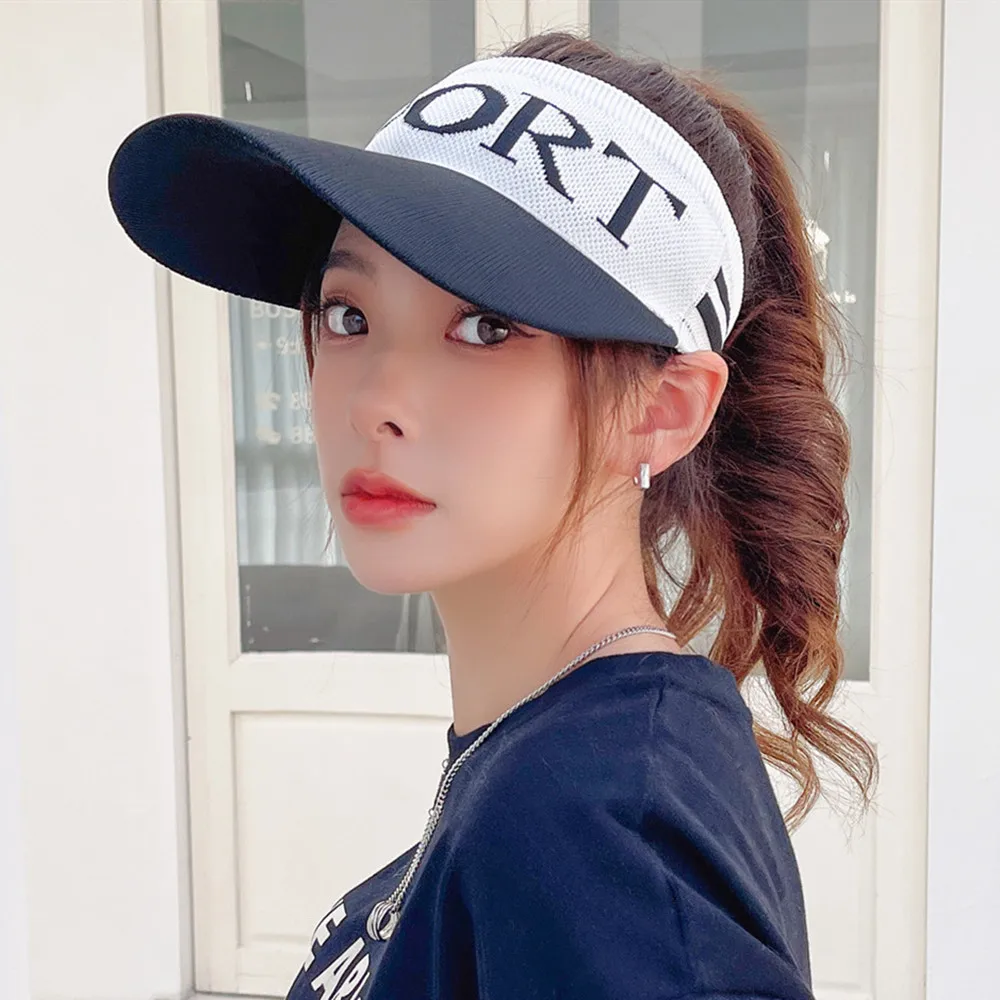 

New Women Color Matching Casual Spring And Autumn Hat Letter Embroidery Empty Top Cap For Female Knitted Hat Baseball Cap