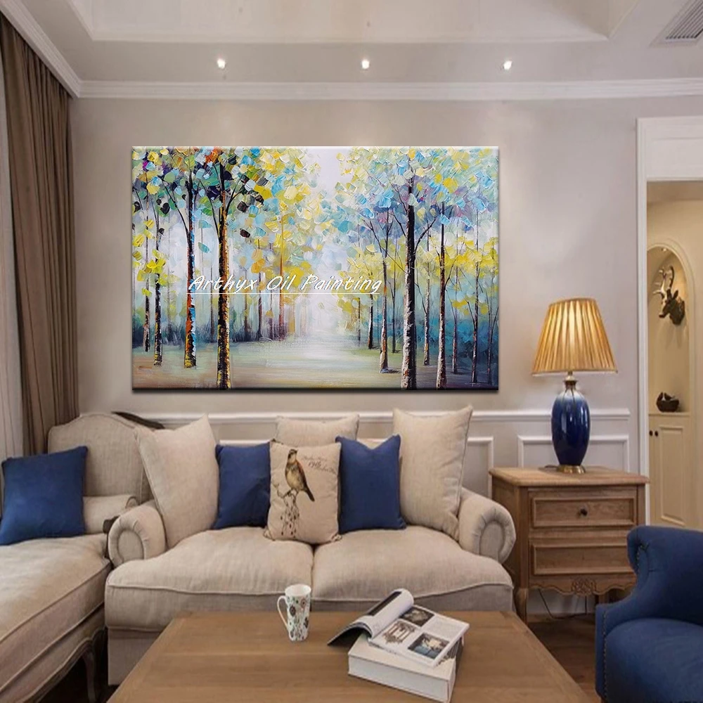 Arthyx большие ручная роспись ножей и деревьев пейзажная картина маслом на холсте