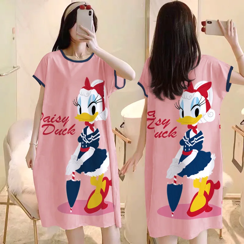 

Disney Nightdress Minnie Pajamas Ladies Summer Sweet and Cute Pajamas Women's Comfortable Large Size Loose Cartoon Home Clothes