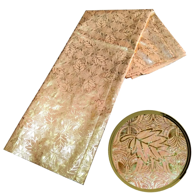 

African Golden Plating keep Shining Bazin brodé Fabric 100% Polyester Tissus Gold Material 5yard for Sewing Dress S416-2