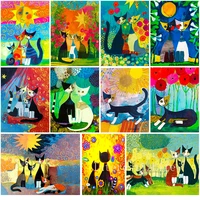 5d diy diamond painting nailed to groovy ladyz cat paintings art cats full square round mosaic embroidery landscape home decor