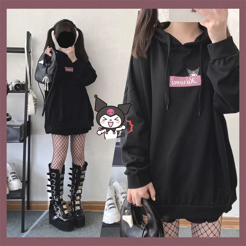 Фото Аниме Y2k Sanrio Kuromi My Melody Толстовка Cinnamoroll свитер с капюшоном тонкая одежда с длинным рукавом для девушек Подарок Spotify Premium №4