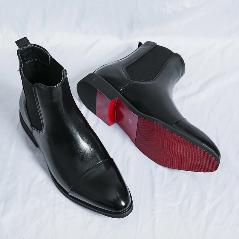 

Ботильоны мужские классические, Классические деловые Ботинки Челси, повседневные оксфорды, без шнуровки, роскошная дизайнерская обувь