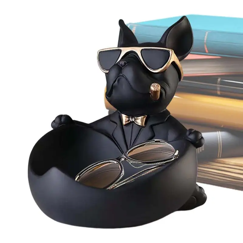 Смола Статуя чаши бульдога Современный держатель для ключей Чаша стола прихожей