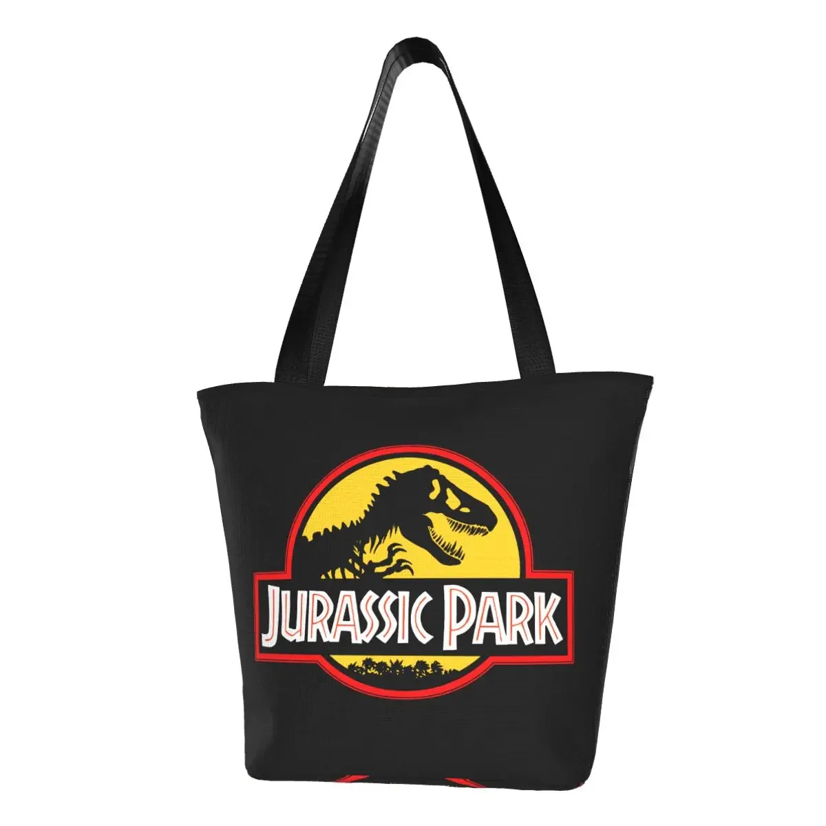 

Jurassic Park Grocery Shopping Bag Funny Printed Canvas Shopper Tote Shoulder Bag Large Capacity Durable Giant Dinosaur Handbag