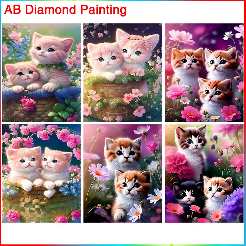 

GATYZTORY AB Drill Diamond Painting Cat Cross Stitch Embroiderty Sale Animal Fantasy Mosaic Home Decor Needlework Diy Gift