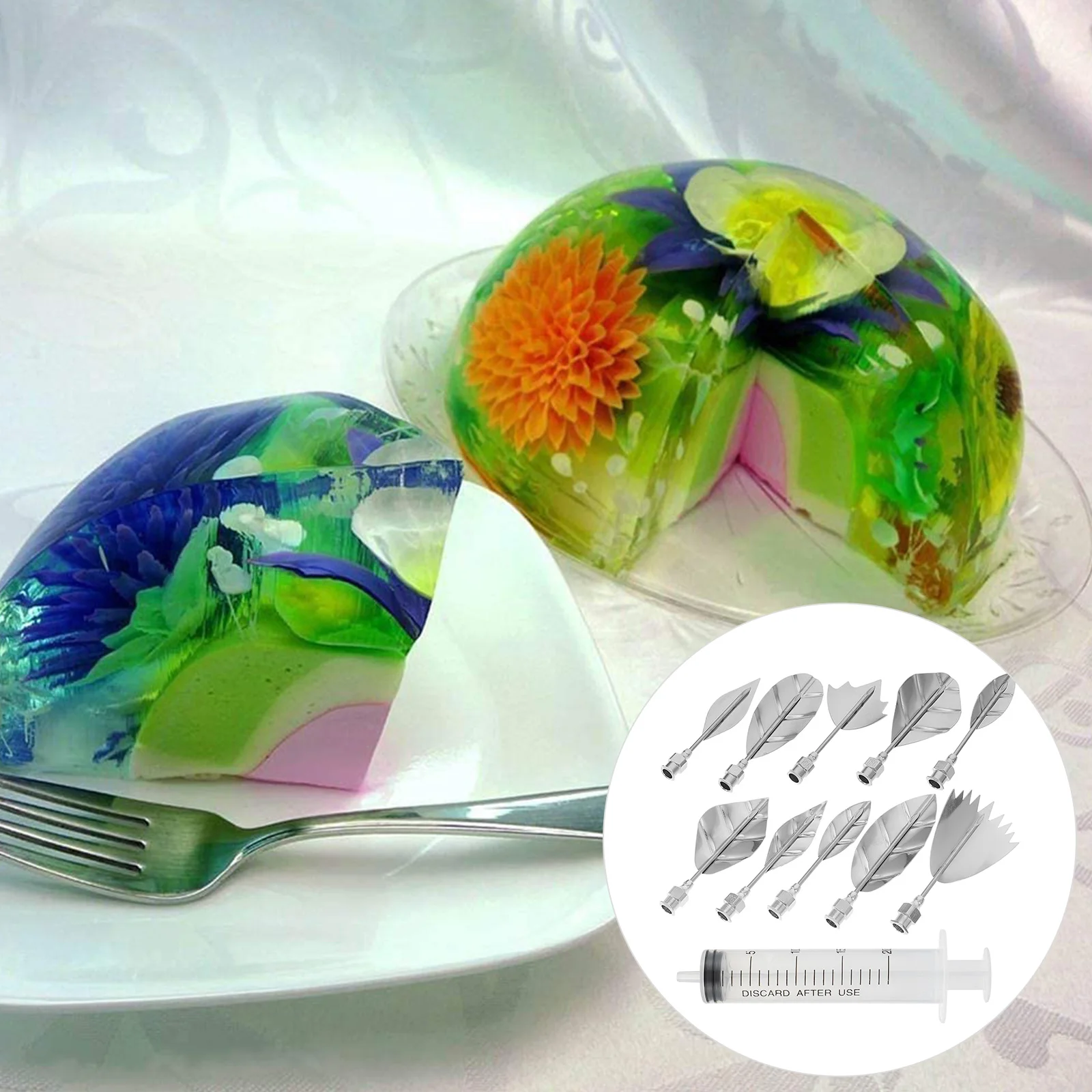 

Gelatin Jelly Tools 3D Flower Cake Decorating Tool Set DIY Tips Pastry Tools Stainless Steel Jelly Decorating Tools