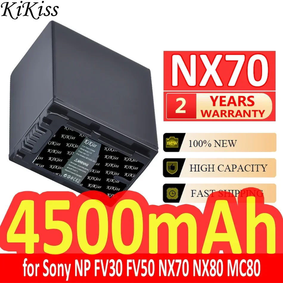 Мощный аккумулятор KiKiss емкостью 4500 мАч для Sony NP FV30 FV50 FV60 FV70 PXW Z90 X70 NEX-VG30E HXR NX70 NX80 MC80