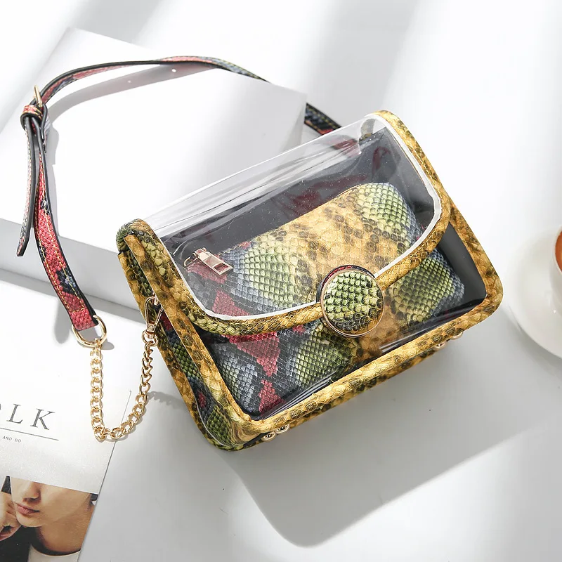 

Trend Small Bag Women's PVC Summer New Transparent Jelly Bag Snakeskin Pattern One-shoulder Crossbody Composite Bag