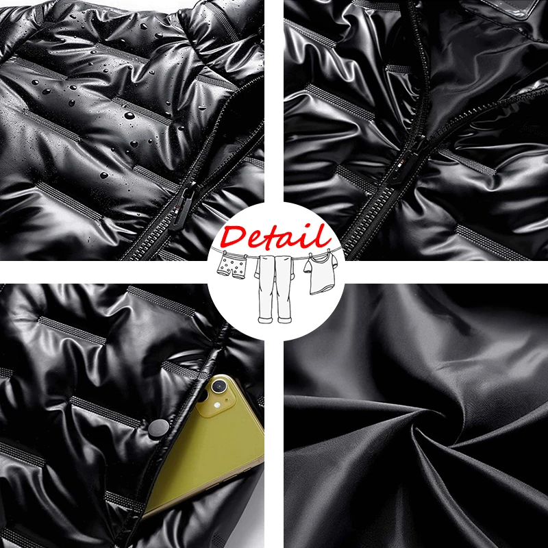 2022 Black Bubble Padded Clothes Winter Jackets Men Bright Parka Thickened Warm Silver Waterproof Jackets Men Down Coats 4XL 5XL