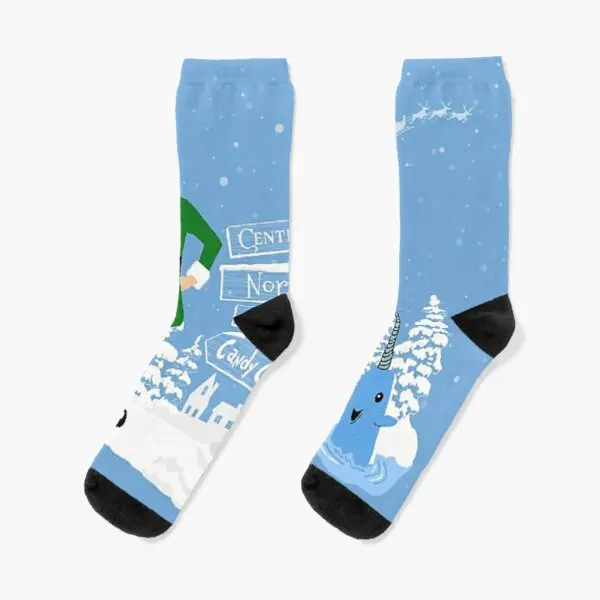 

Buddy The Elf Signs And Mr Narwhal Crew Socks спортивные хлопковые забавные дышащие осенние Мультяшные удобные черные женские короткие милые