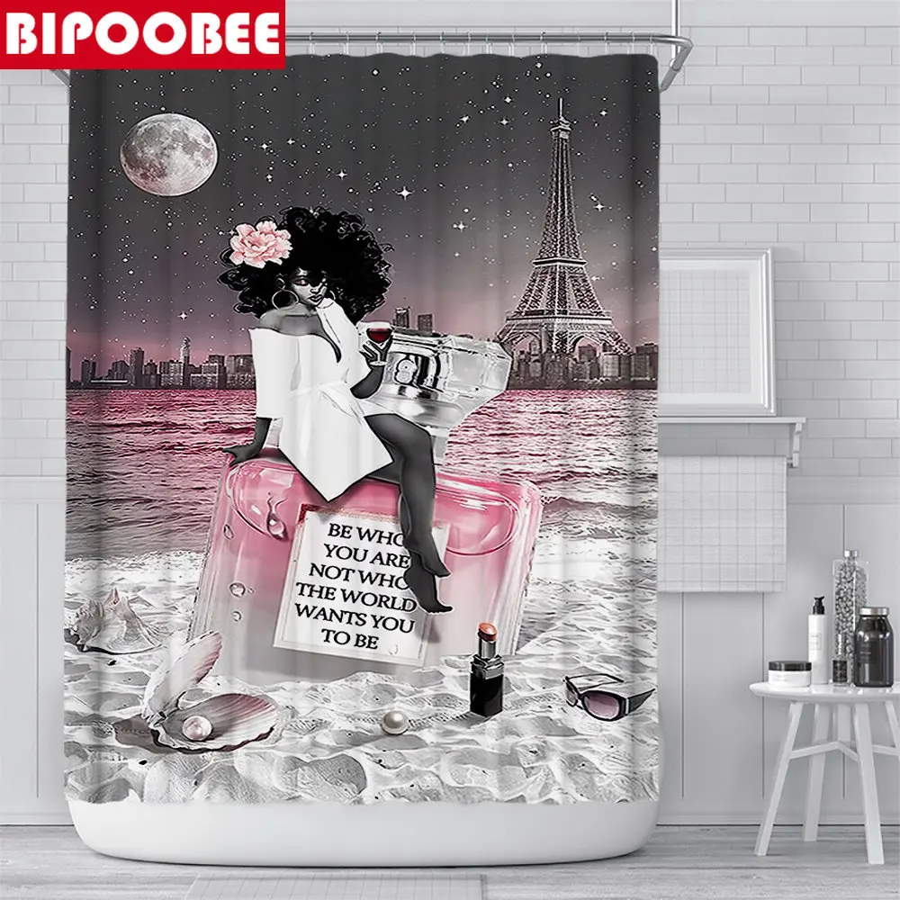 Розовая Сексуальная черная занавеска для душа девушек ванной комнаты крышка