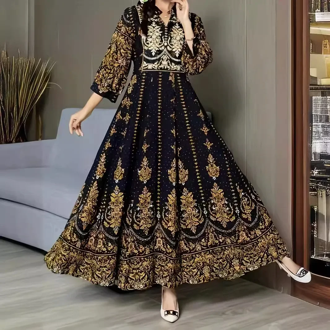 Длинный элегантный женский комбинезон в этническом стиле