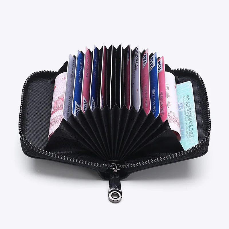 

Men/Women PU Leather Card Holder Fashion Business Credit Card Holder Unisex Card Case Zipper Coin Purse Women Zipper Pocket