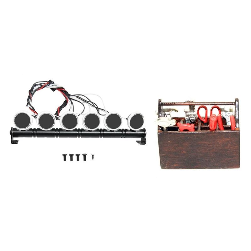 

Металлическая крыша со светодиодной подсветкой и аксессуары для радиоуправляемых автомобилей, декоративный мини-ящик для ремонта