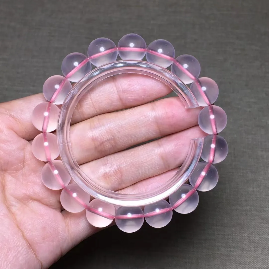 

11mm Natural Pink Rose Quartz Bracelet For Woman Lady Men Wealth Luck Gift Crystal Star Light Round Beads Strands Jewelry AAAAA