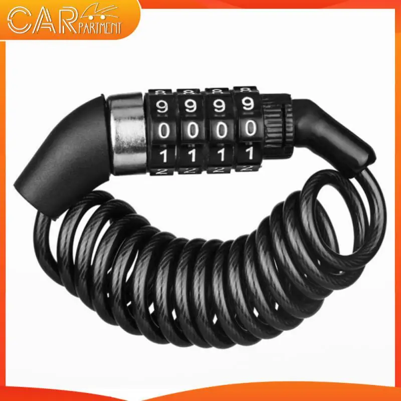 4-position Lock Anti-theft Black Abrasion Resistant Bike Code Lock Protable Cipher Trunk Wire Rope Chain Anti-prying