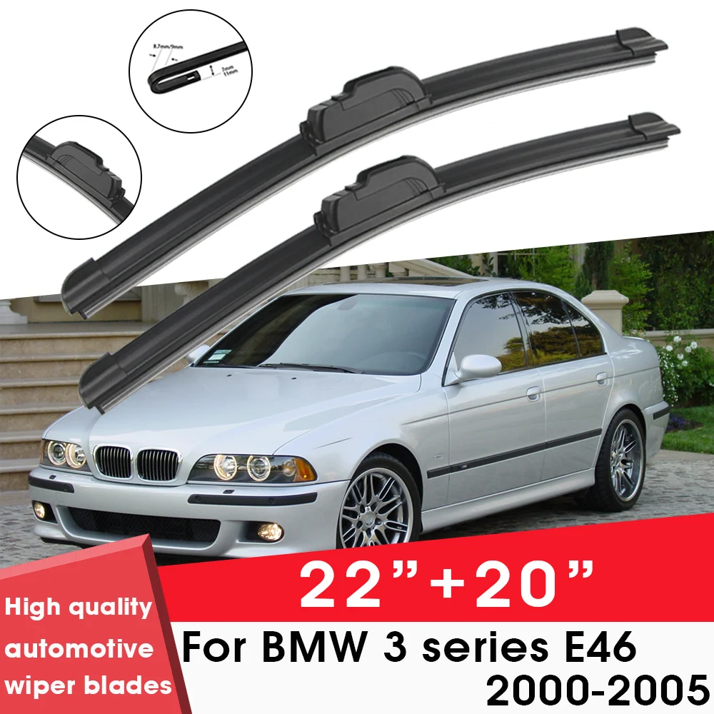 

Car Wiper Blade Blades For BMW 3 series E46 2000-2005 22"+ 20" Windshield Windscreen Clean Naturl Rubber Cars Wipers Accessories