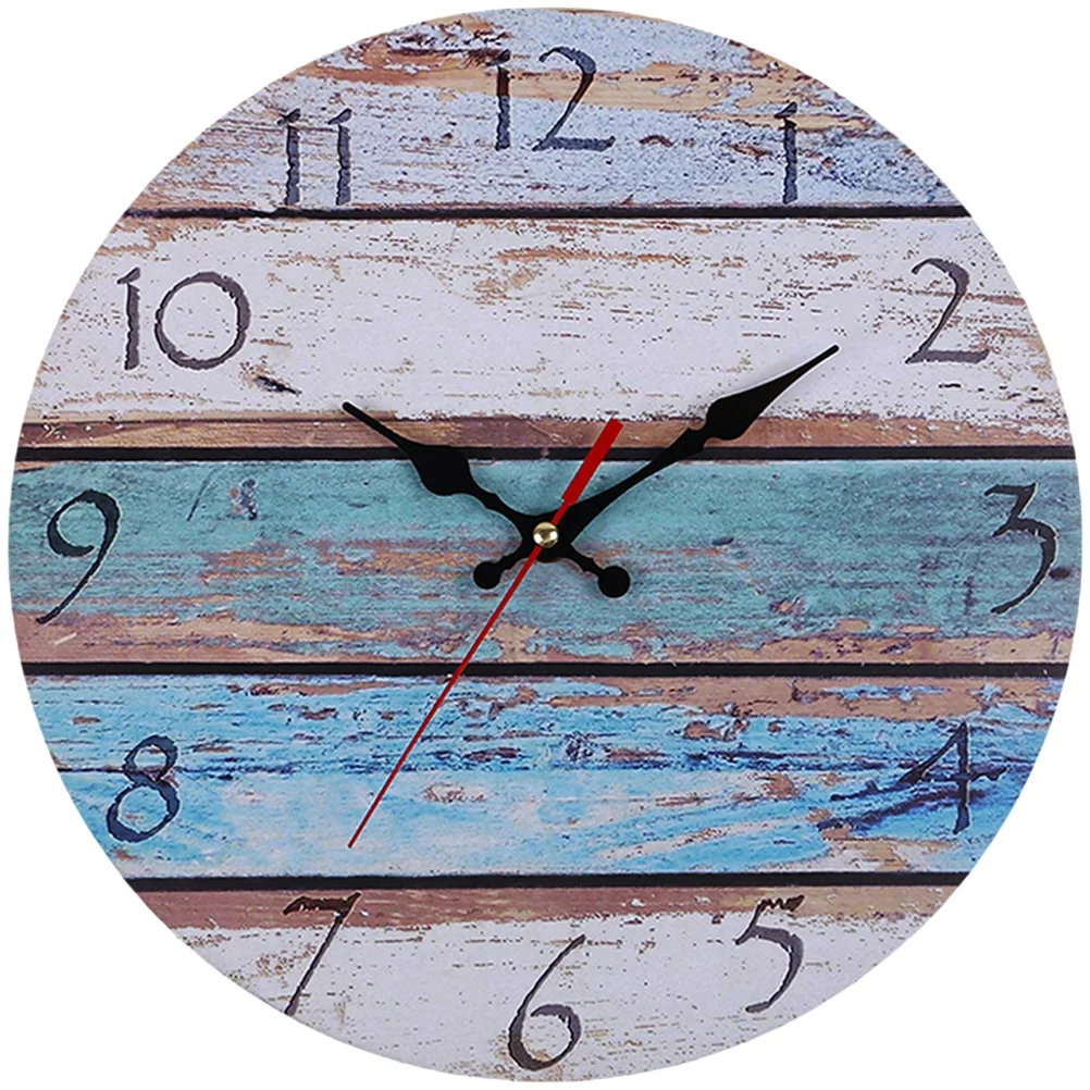 

Clock Wall Hanging Decorativeclocks Kitchen Mute Decor Retro Silent Vintage Farmhouse Walls Wooden Room Living Round Office