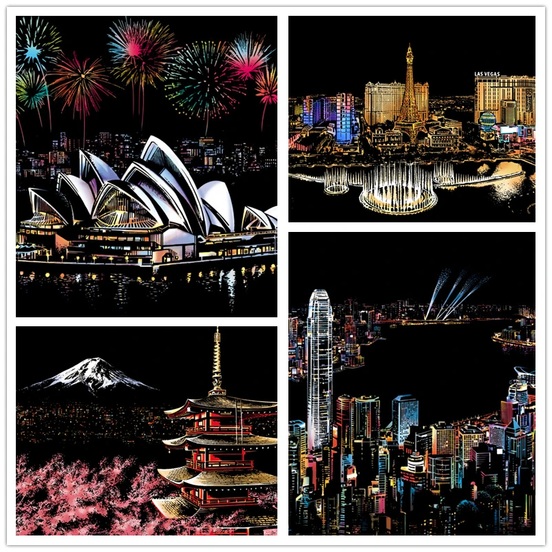 

40,5x28,5 см DIY Ручная фотография Оригинальный красочный знаменитый город режим ночного видения ручная работа детские игрушки