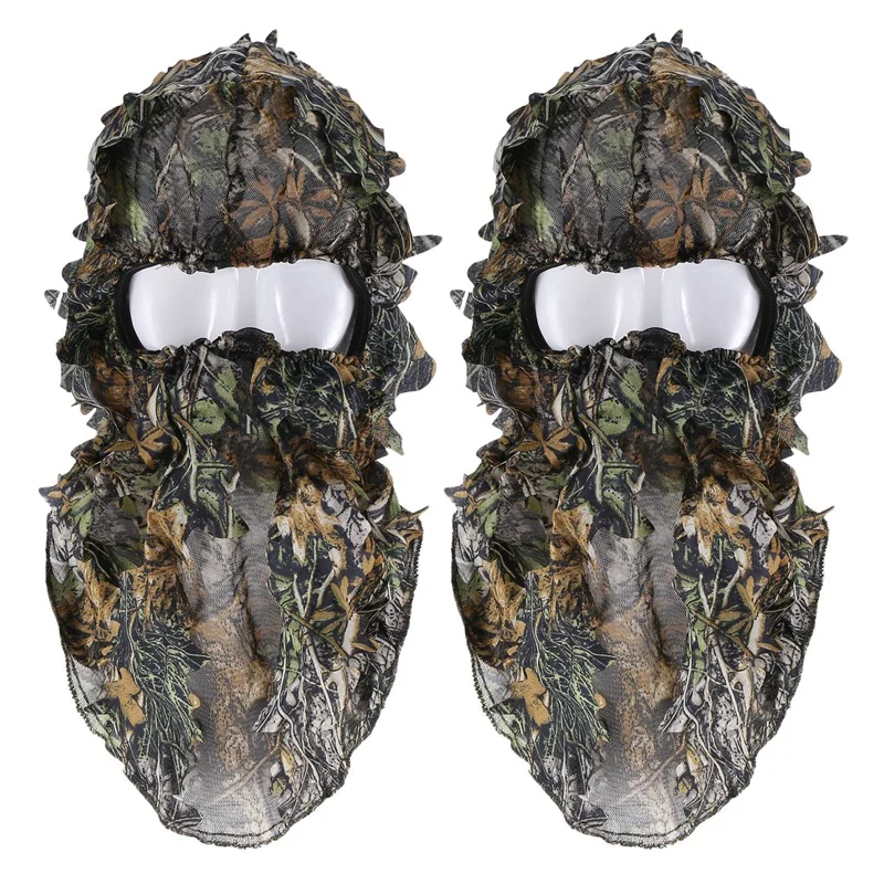 

2X камуфляжная охотничья Листья 3D маска на Лицо Капюшон уличная охотничья Рыбалка головной убор камуфляжная шляпа