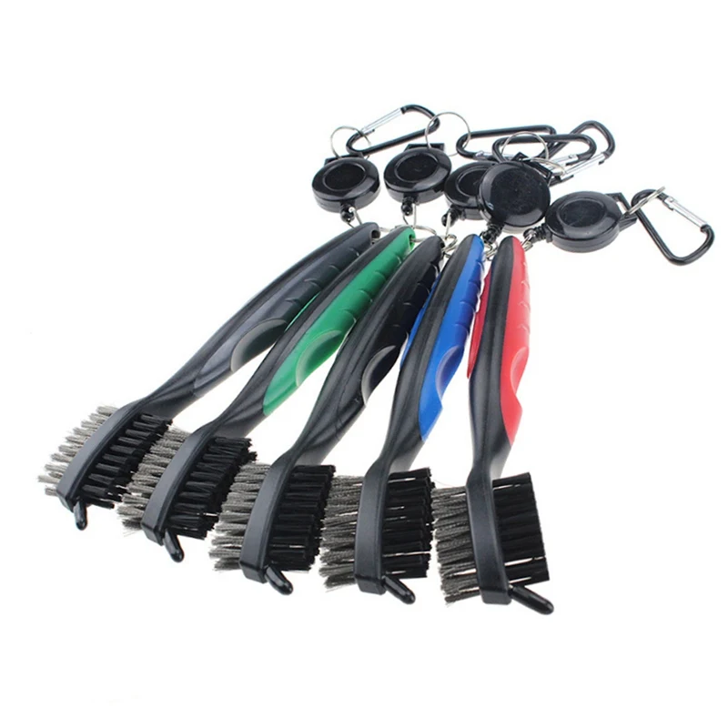 

Golf Club Cleaning Brush Double-Side with Keychain for Golf Club with Retractable Tool