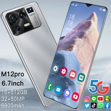 Global Version Smartphone M12 Pro 6.7Inch MTK6889 Android11 Deca Core 50MP 6800mah Undefined Mobile Phones 5G Celulares